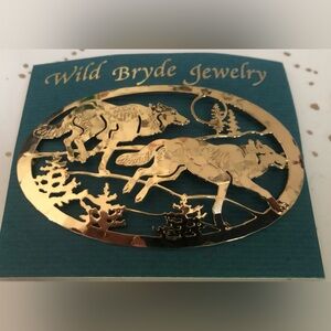 Wild Bryde Jewelry Gold Wolf Pin.